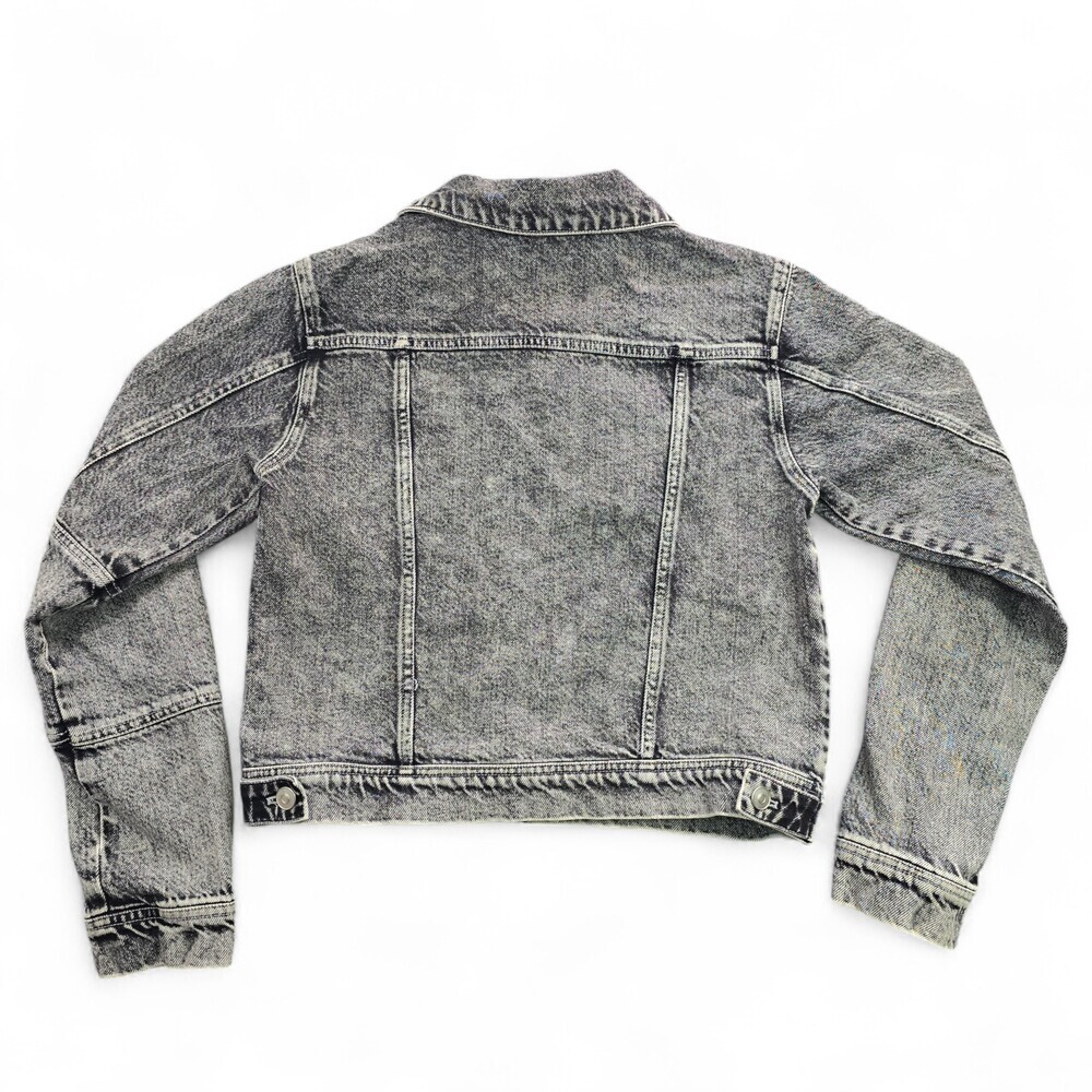 Acid Wash Cropped Denim Jacket Small | Y2K Grunge Festival Jean Jacket - Picture 2 of 11